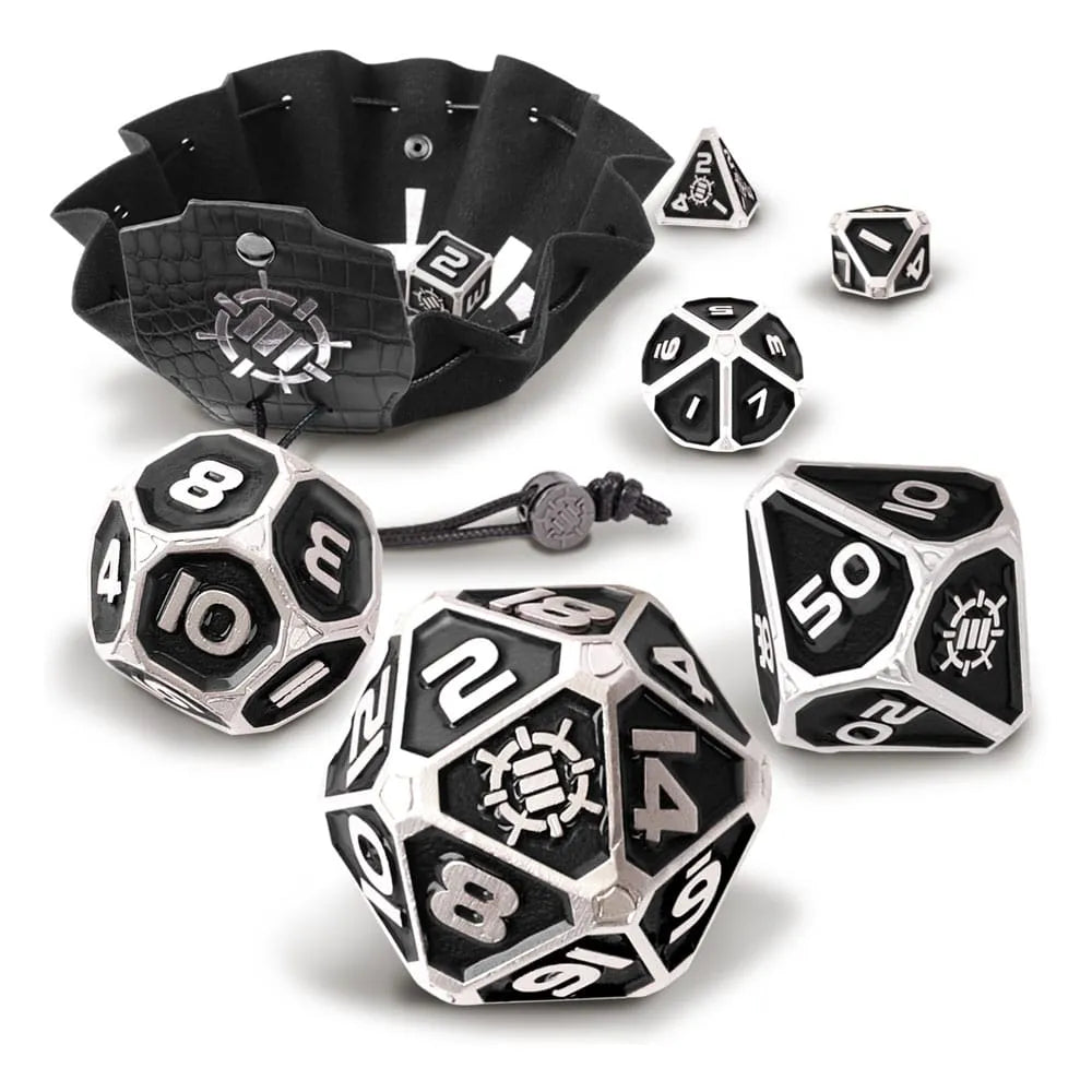 Enhance Tabletop Series Metall RPG Würfel Set Black (7) - Smalltinytoystore