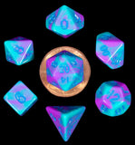 FanRoll Mini Würfel Set Turquoise and Purple Marble (7) - Smalltinytoystore