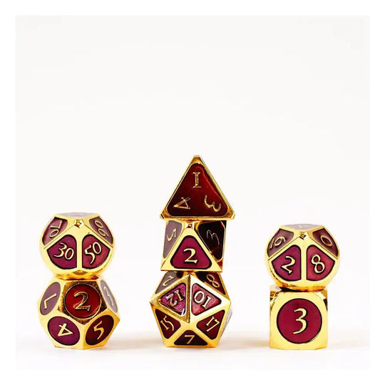 FanRoll Würfel Set Gold with Purple Enamel (7) - Smalltinytoystore