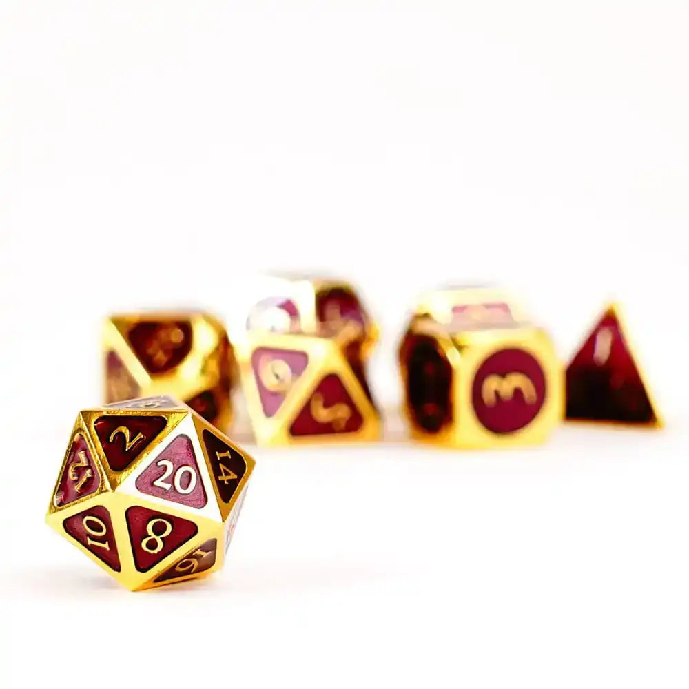 FanRoll Würfel Set Gold with Purple Enamel (7) - Smalltinytoystore
