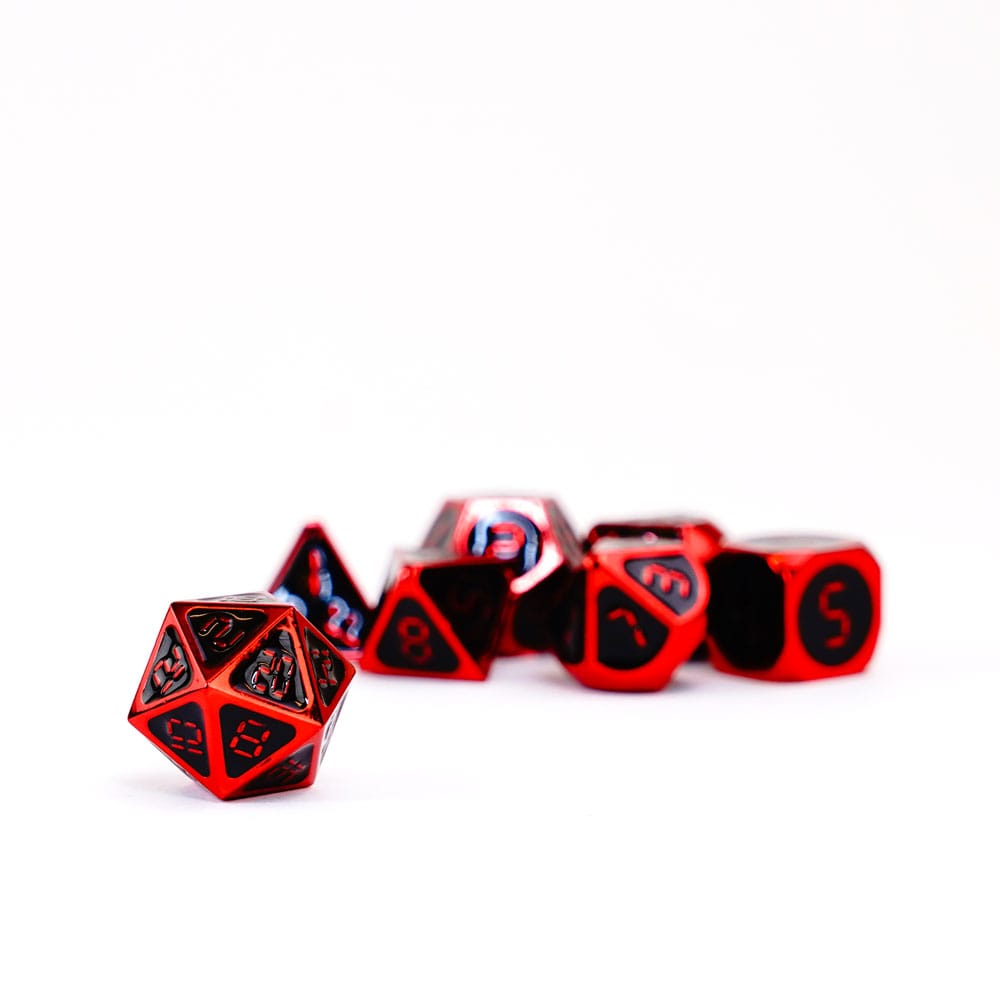 FanRoll Würfel Set Red with Black Enamel (7) - Smalltinytoystore