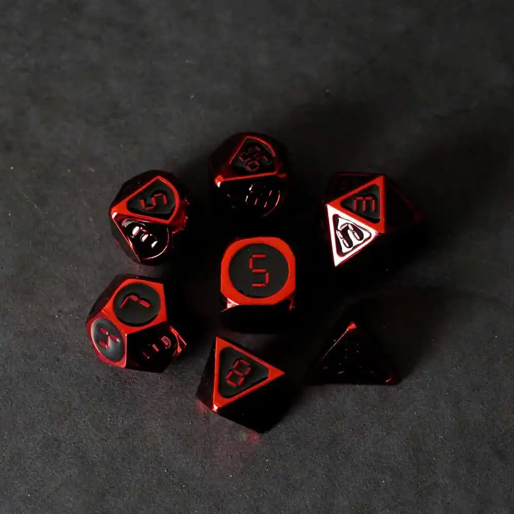 FanRoll Würfel Set Red with Black Enamel (7) - Smalltinytoystore