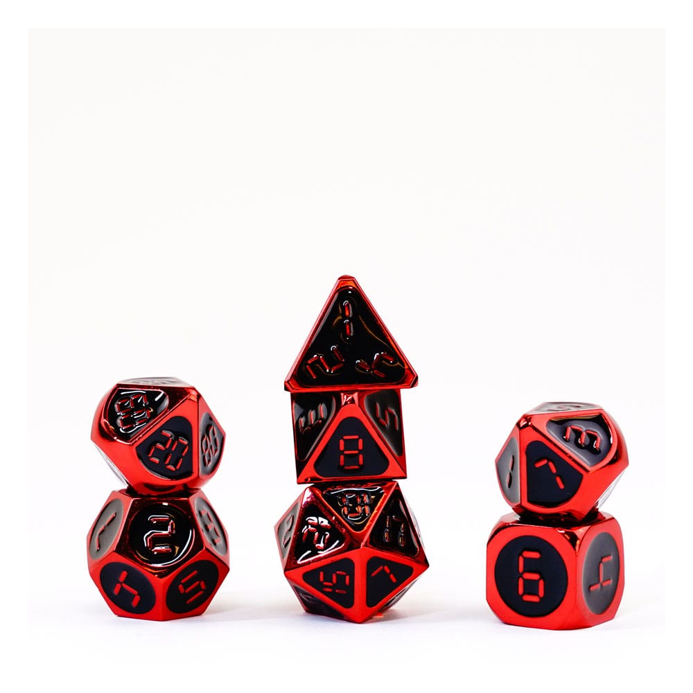 FanRoll Würfel Set Red with Black Enamel (7) - Smalltinytoystore