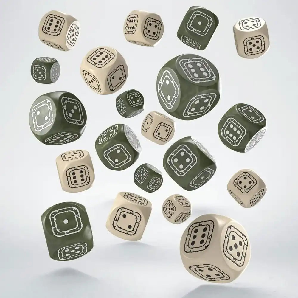 Fortress Compact D6 Würfel Set Beige&Olive (20) - Smalltinytoystore