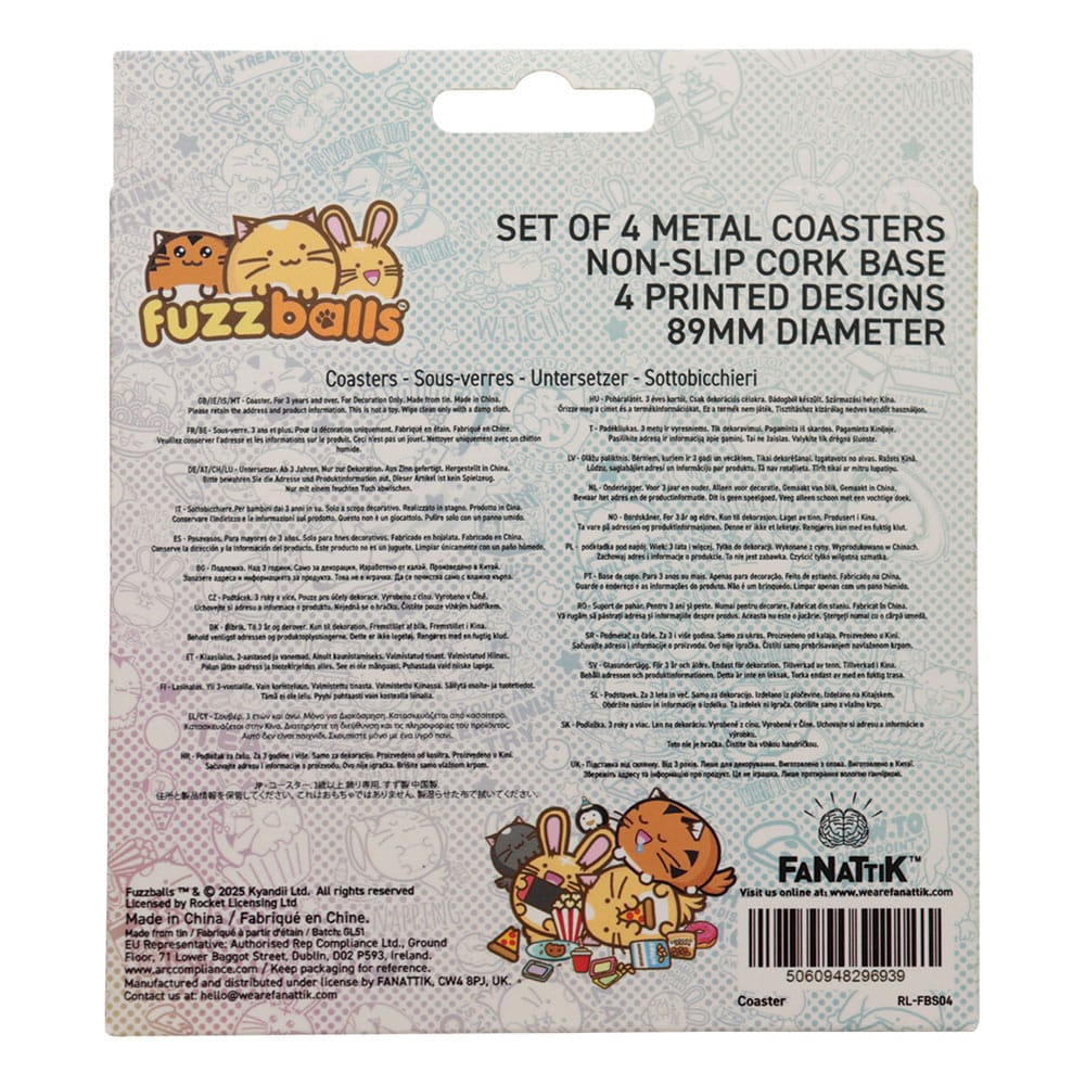 Fuzzballs Untersetzer 4er-Pack - Smalltinytoystore