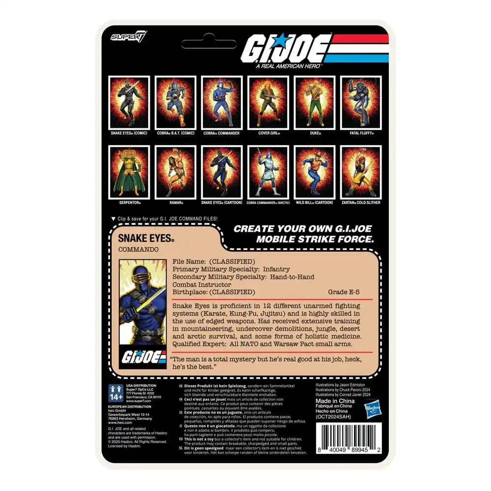GI Joe ReAction+ Actionfigur Wave 3 Snake Eyes (Cartoon) 10 cm - Smalltinytoystore