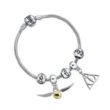 Harry Potter Armband Anhänger Set Heiligtümer/Schnatz/3 Spruchperlen (versilbert) - Smalltinytoystore