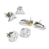 Harry Potter Ohrringe 3er-Pack Schnatz/Heiligtümer/Plattform 9 3/4 (versilbert) - Smalltinytoystore