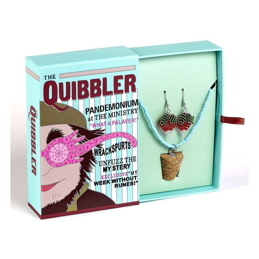 Harry Potter: Quibbler Luna-Perlenkette mit Korkanhänger und Rettich-Ohrringe Geschenkset - Smalltinytoystore