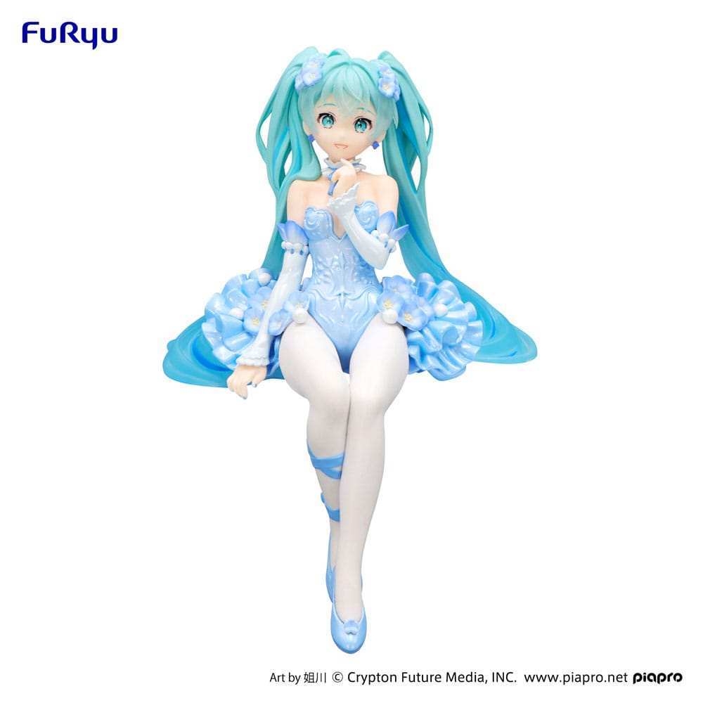 Hatsune Miku Noodle Stopper PVC Statue Flower Fairy Nemophila Pail Blue Color Ver. 15 cm - Smalltinytoystore