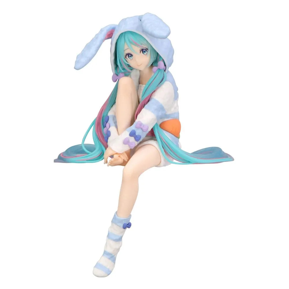 Hatsune Miku Noodle Stopper PVC Statue Hatsune Miku Rabbit Ear Hood Pajama Blue Color Ver. 14 cm - Smalltinytoystore
