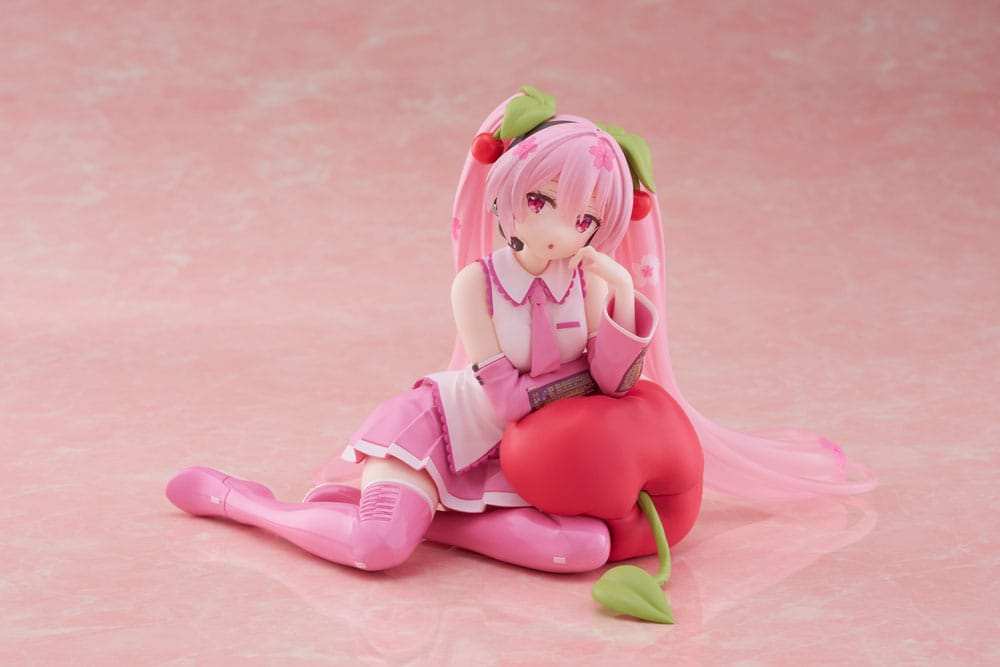 Hatsune Miku PVC Statue Desktop Cute Figure Sakura Miku Cherry Cushion Ver. 13 cm - Smalltinytoystore