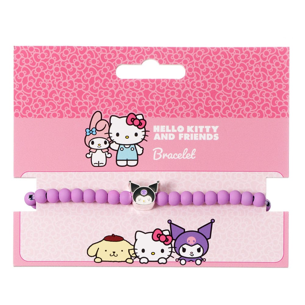 Hello Kitty Armband lila Perlen mit Kuromi Anhänger 21 cm - Smalltinytoystore