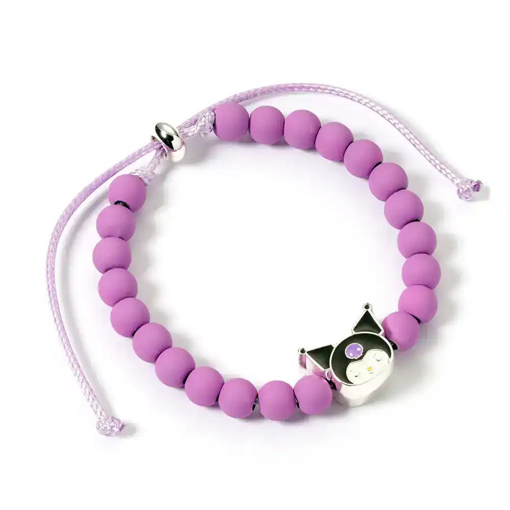Hello Kitty Armband lila Perlen mit Kuromi Anhänger 21 cm - Smalltinytoystore