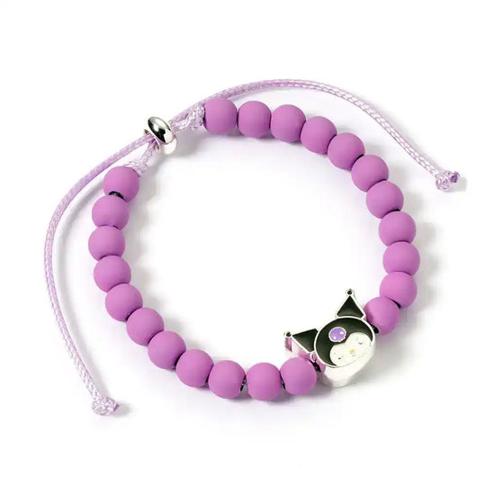 Hello Kitty Armband lila Perlen mit Kuromi Anhänger 21 cm - Smalltinytoystore