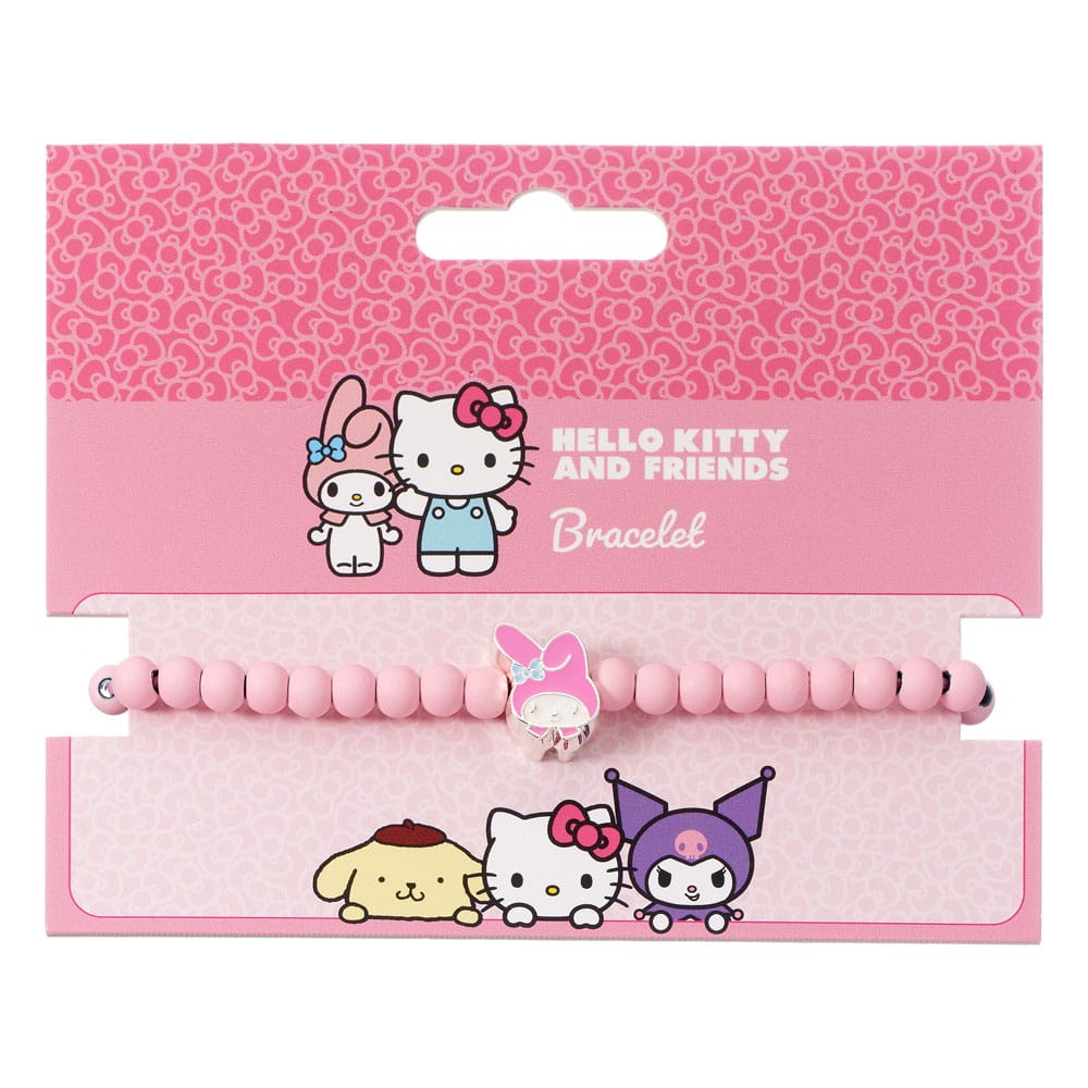 Hello Kitty Armband rosa Perlen mit My Melody Anhänger 21 cm - Smalltinytoystore