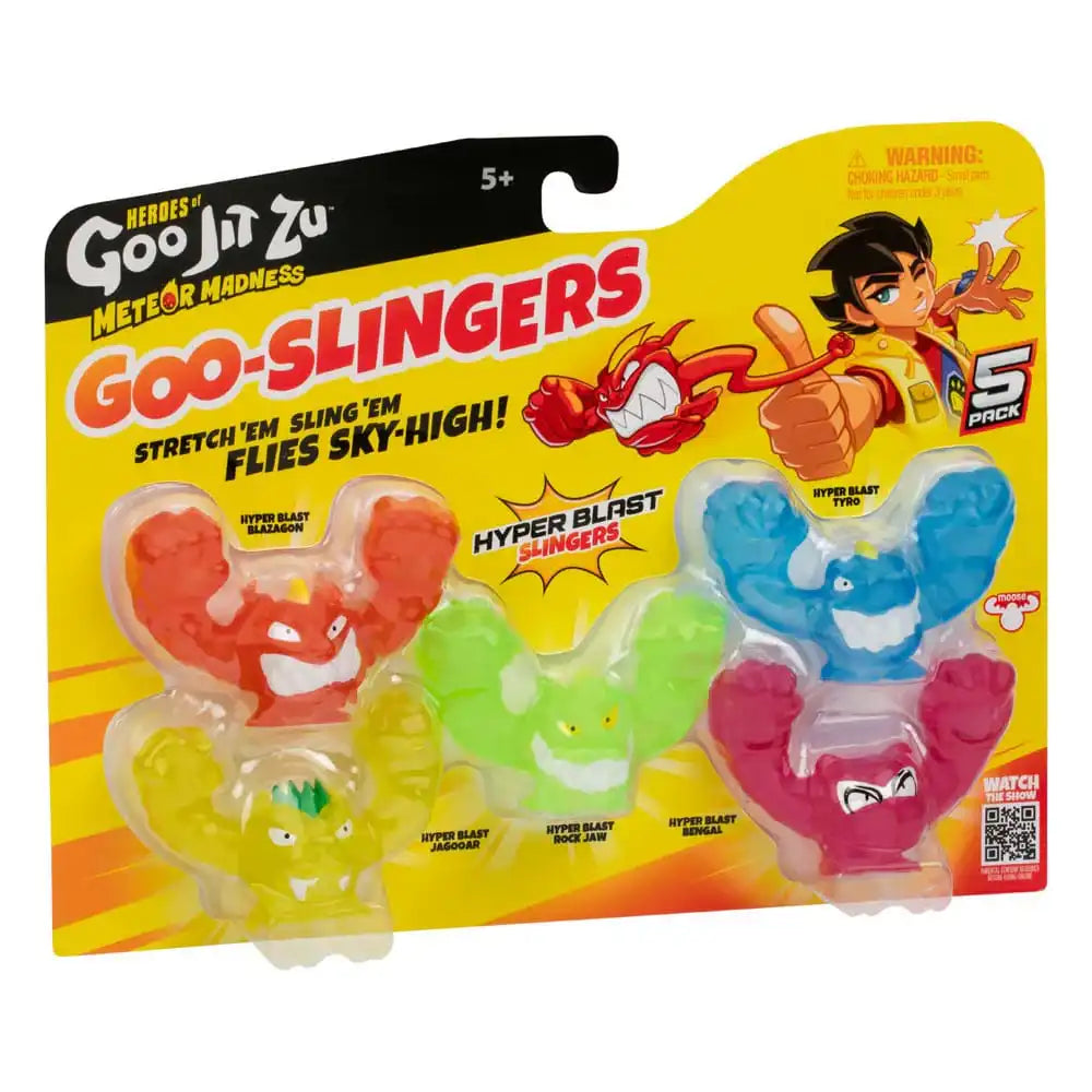 Heroes of Goo Jit Zu Meteor Madness Dehnbare Figuren 5er-Pack Goo Slingers Hyper Blast Slingers 5 cm - Smalltinytoystore