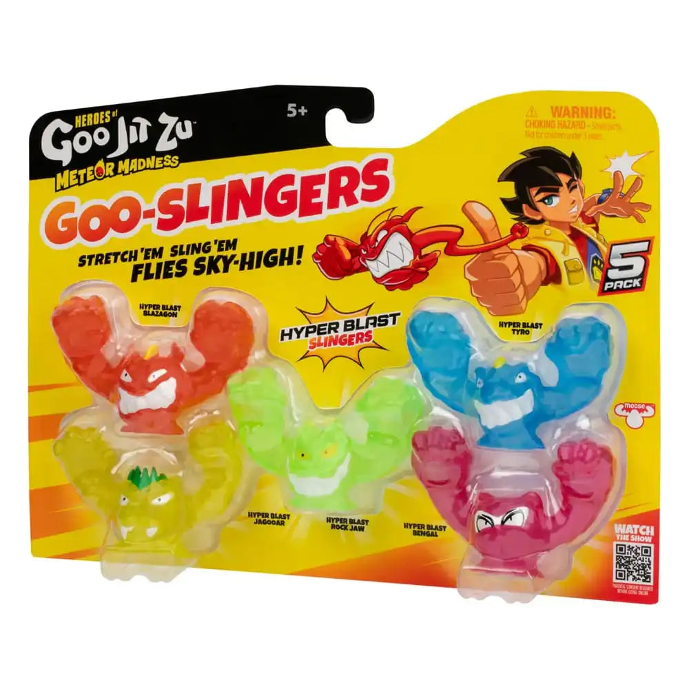 Heroes of Goo Jit Zu Meteor Madness Dehnbare Figuren 5er-Pack Goo Slingers Hyper Blast Slingers 5 cm - Smalltinytoystore