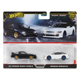 Hot Wheels Premium Car Culture Diecast Modellautos 2er-Pack 1/64 '96 Nissan 180SX Type X & Nissan SilEighty - Smalltinytoystore