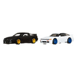 Hot Wheels Premium Car Culture Diecast Modellautos 2er-Pack 1/64 '96 Nissan 180SX Type X & Nissan SilEighty - Smalltinytoystore