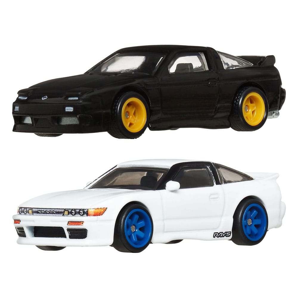 Hot Wheels Premium Car Culture Diecast Modellautos 2er-Pack 1/64 '96 Nissan 180SX Type X & Nissan SilEighty - Smalltinytoystore