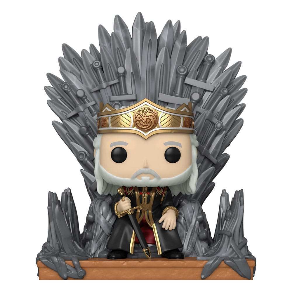 House of the Dragon POP! Deluxe Vinyl Figur Viserys on Throne 9 cm - Smalltinytoystore
