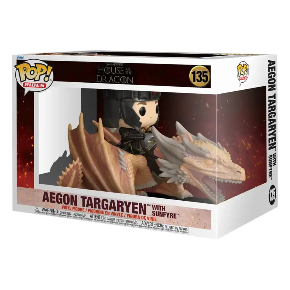 House of the Dragon POP! Rides Vinyl Figur Aegon Targaryen w/ Sunfyre 14 cm - Smalltinytoystore