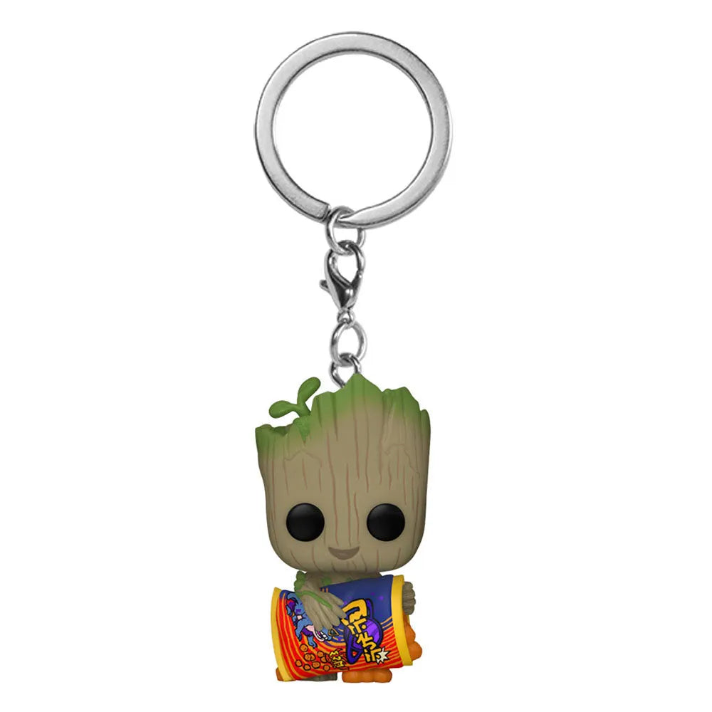 Ich bin Groot POP! Vinyl Schlüsselanhänger 4 cm Groot w/ Cheese Puffs Display (12) - Smalltinytoystore