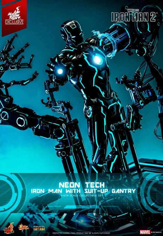 Iron Man 2 1/6 Neon Tech Iron Man mit Suit-Up Gantry 32 cm HOT TOYS - Smalltinytoystore