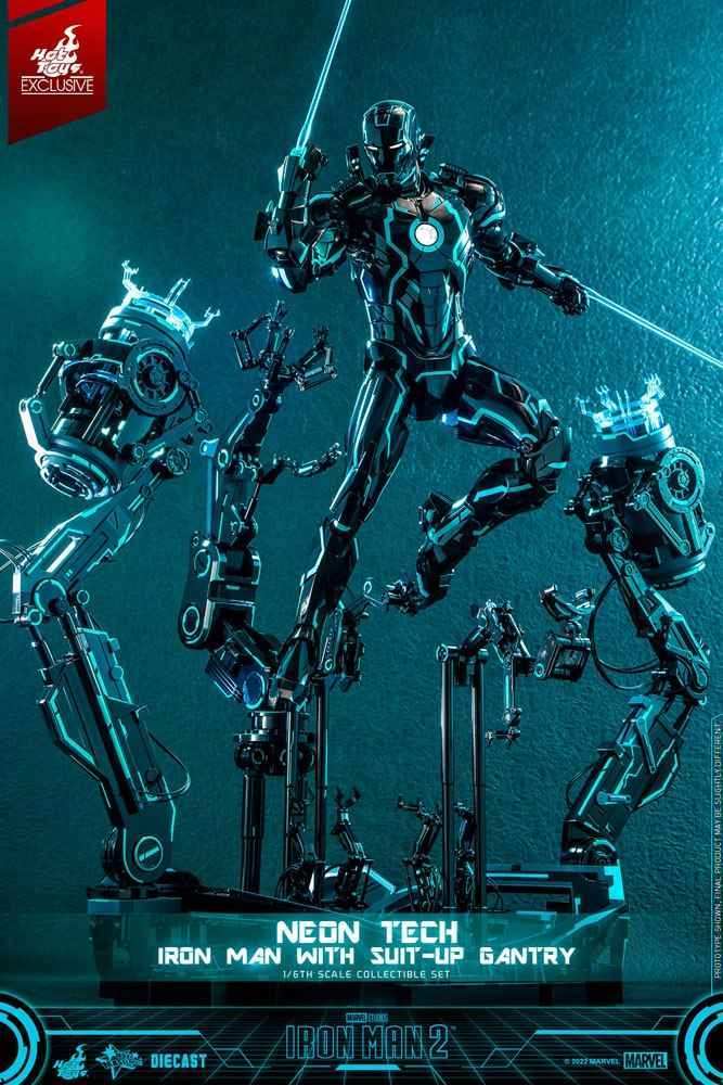 Iron Man 2 1/6 Neon Tech Iron Man mit Suit-Up Gantry 32 cm HOT TOYS - Smalltinytoystore