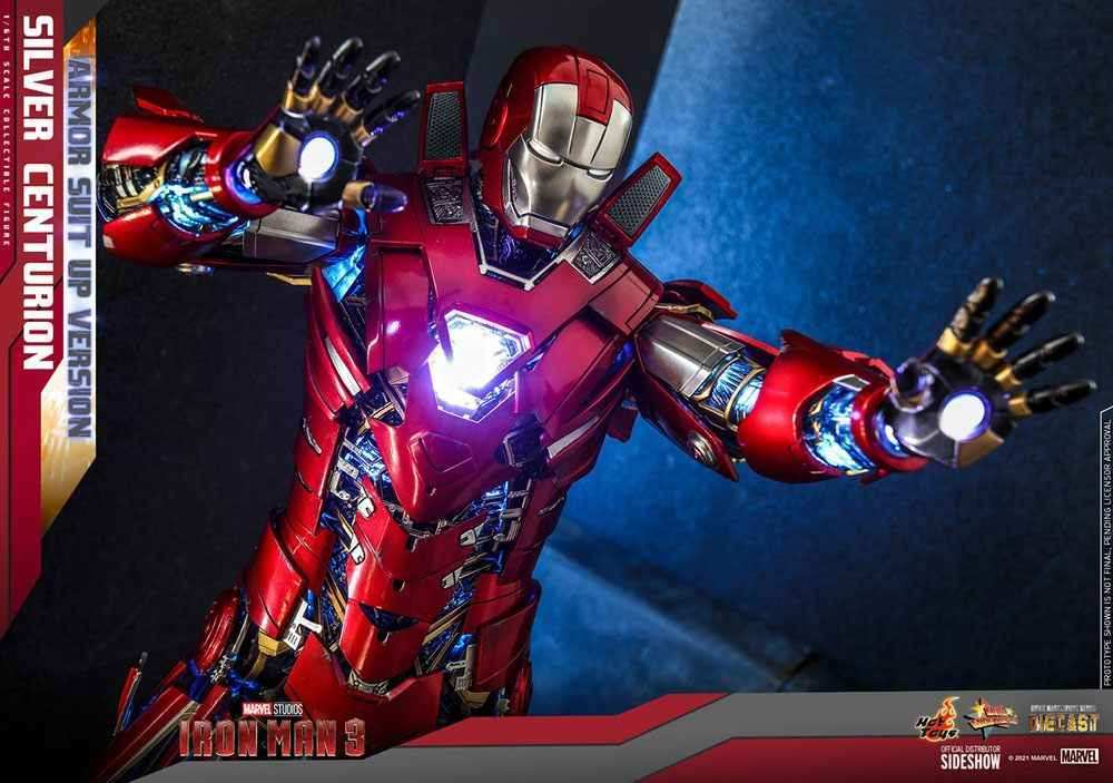Iron Man 3 Movie Masterpiece 1/6 Silver C turion (Armor Suit Up Version) 32 cm HOT TOYS - Smalltinytoystore