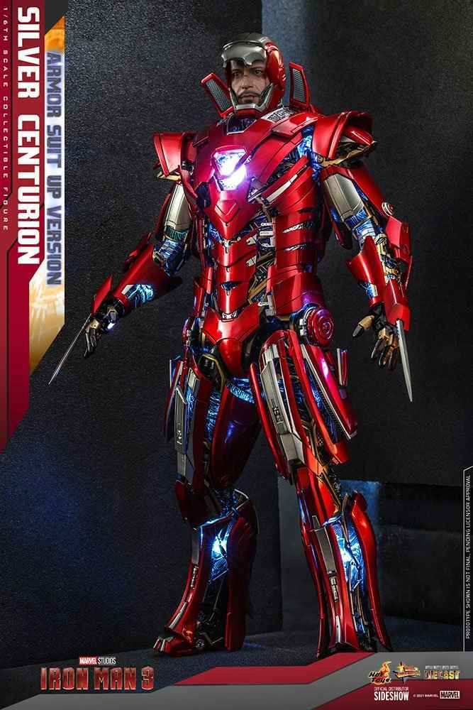 Iron Man 3 Movie Masterpiece 1/6 Silver C turion (Armor Suit Up Version) 32 cm HOT TOYS - Smalltinytoystore