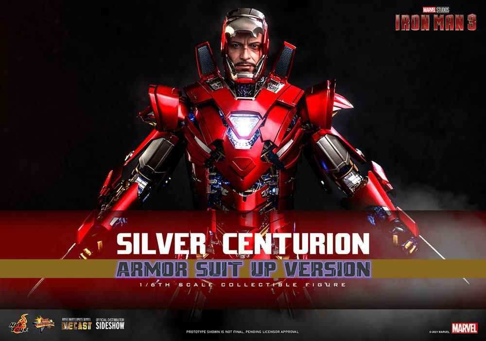 Iron Man 3 Movie Masterpiece 1/6 Silver C turion (Armor Suit Up Version) 32 cm HOT TOYS - Smalltinytoystore