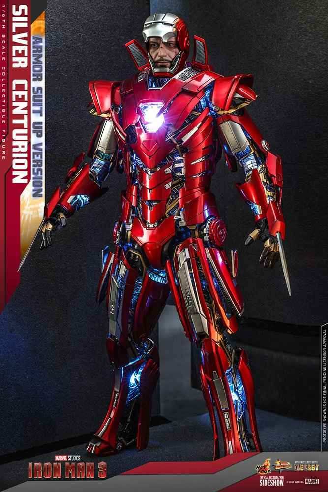 Iron Man 3 Movie Masterpiece 1/6 Silver C turion (Armor Suit Up Version) 32 cm HOT TOYS - Smalltinytoystore