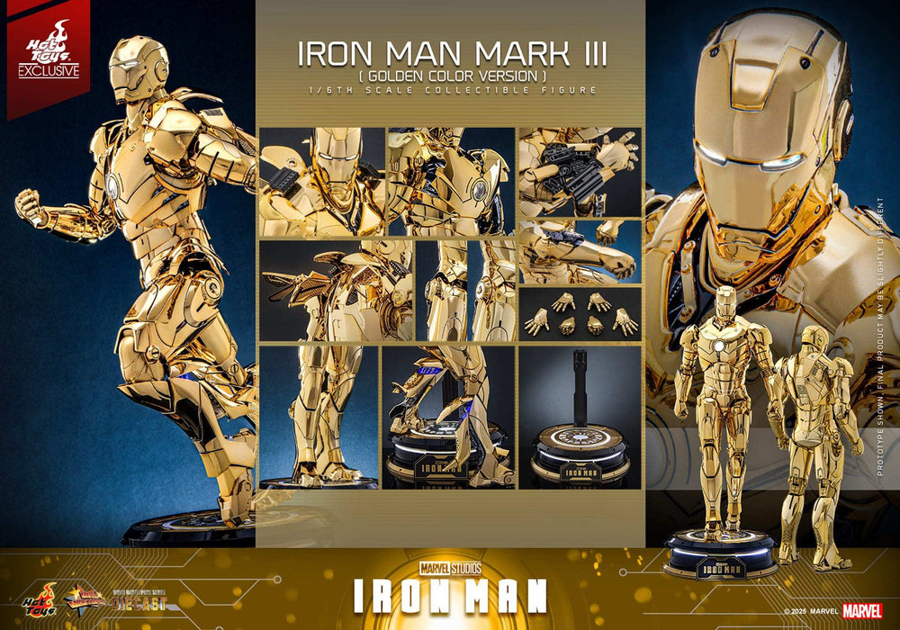 Iron Man Movie Masterpiece Diecast 1/6 Iron Man Mark III (Gold Color Version) Hot Toys Exclusive HOT TOYS - Smalltinytoystore