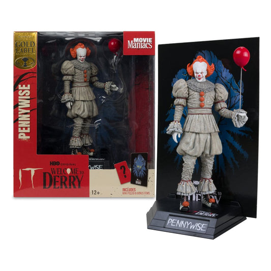 It: Welcome to Derry Movie Maniacs PVC Statue Pennywise (Gold Label) 16 cm - Smalltinytoystore
