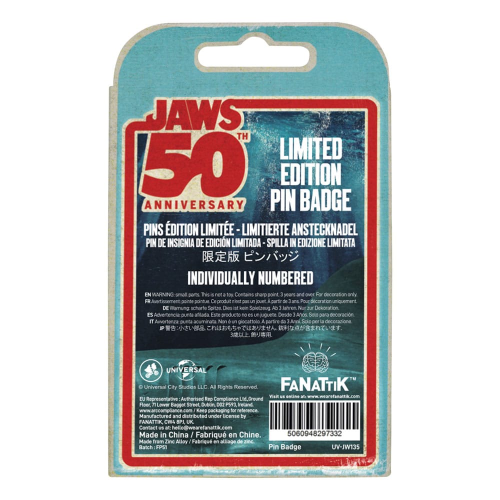 Jaws Ansteck-Pin 50th Anniversary Ship in Bottle - Smalltinytoystore
