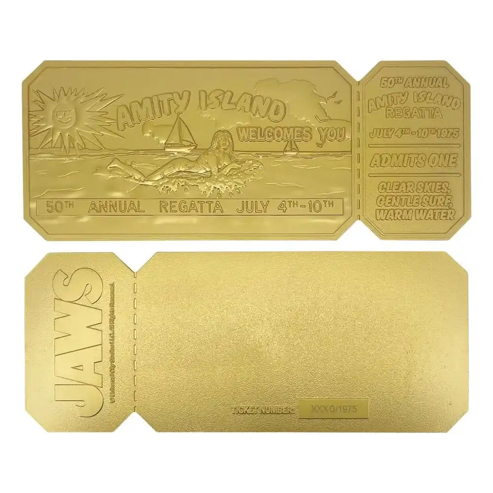 Jaws Replik 1/1 50th Anniversary Regatta Ticket 24k Gold Plated - Smalltinytoystore