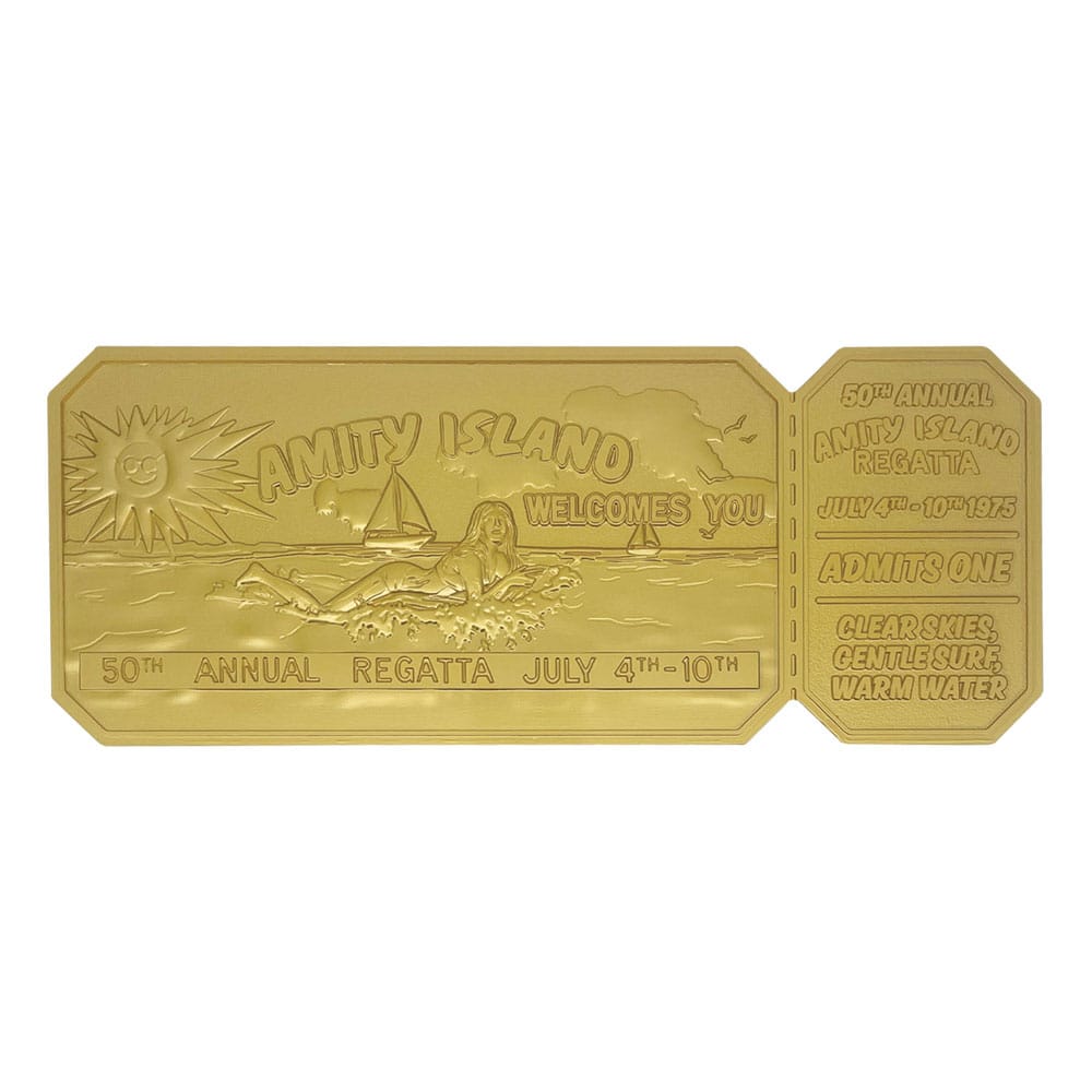 Jaws Replik 1/1 50th Anniversary Regatta Ticket 24k Gold Plated - Smalltinytoystore