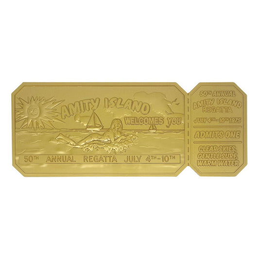 Jaws Replik 1/1 50th Anniversary Regatta Ticket 24k Gold Plated - Smalltinytoystore
