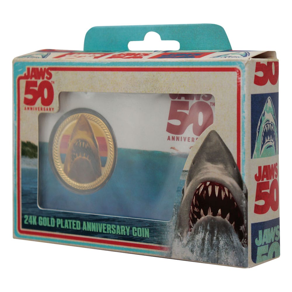 Jaws Sammelmünze 50th Anniversary 24k Gold Plated Limited Edition - Smalltinytoystore