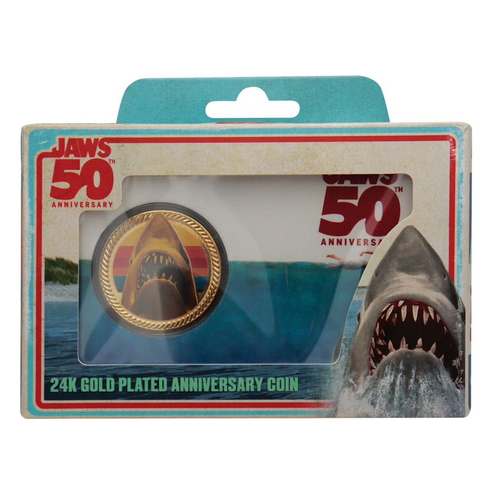 Jaws Sammelmünze 50th Anniversary 24k Gold Plated Limited Edition - Smalltinytoystore