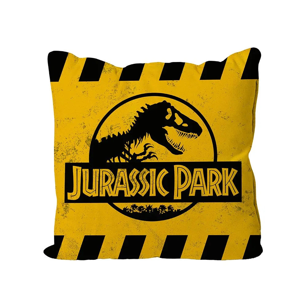 Jurassic Park Kissen Caution Yellow Logo 40 x 40 cm - Smalltinytoystore
