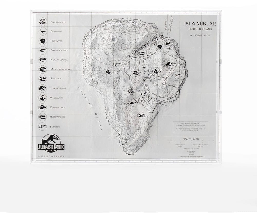 Jurassic Park Topographische Karte Isla Nublar - Smalltinytoystore