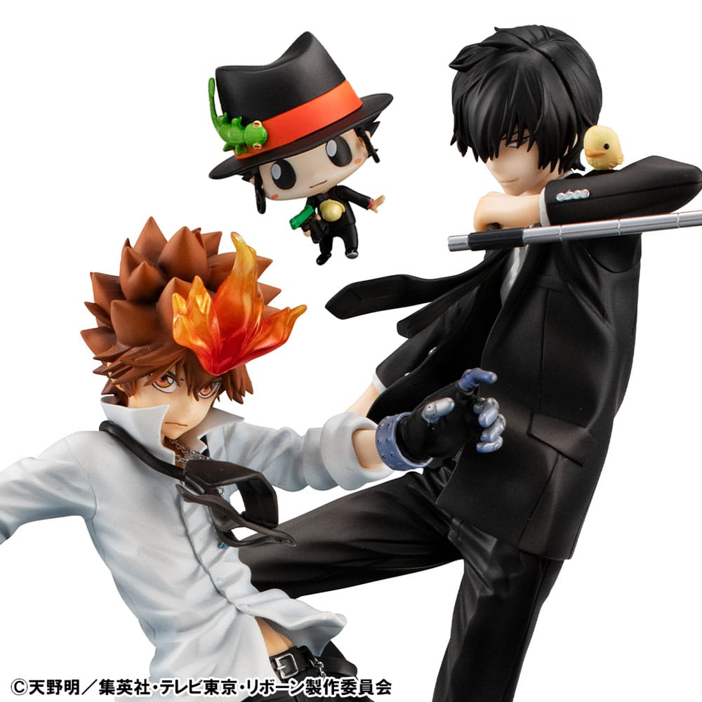 Katekyo Hitman Reborn! G.E.M. Serie PVC Statue Tsunayoshi Sawada & Kyoya Hibari & Reborn Set 21 cm - Smalltinytoystore