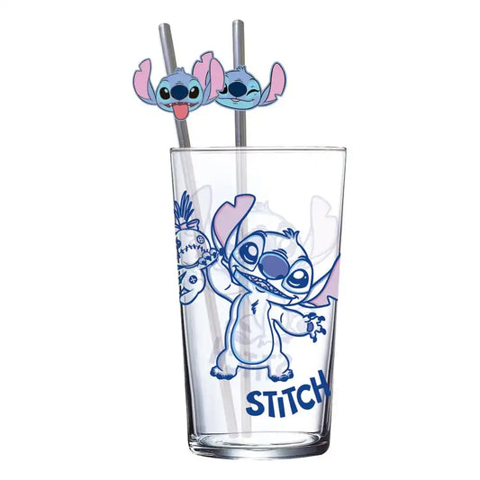 Lilo & Stitch Glas Tumbler mit Trinkhalmen Stitch 485 ml - Smalltinytoystore