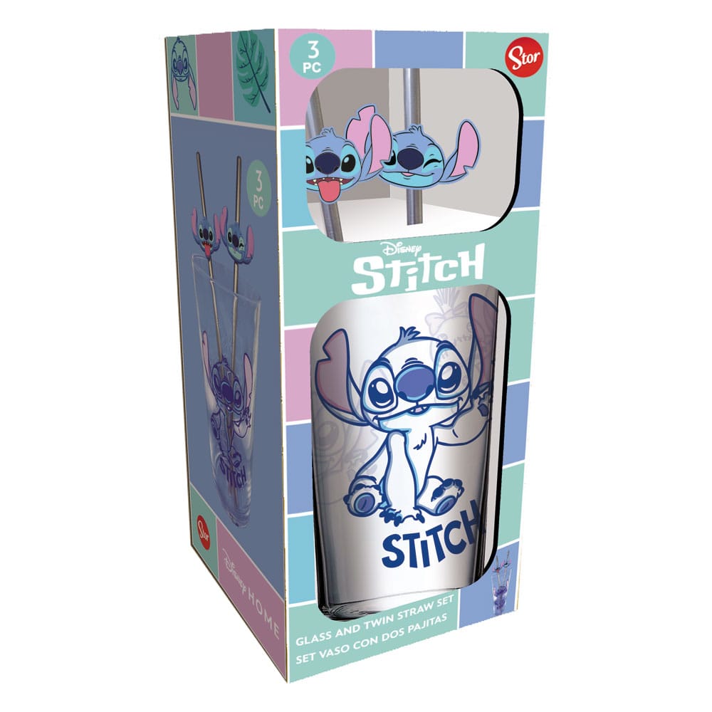 Lilo & Stitch Glas Tumbler mit Trinkhalmen Stitch 485 ml - Smalltinytoystore