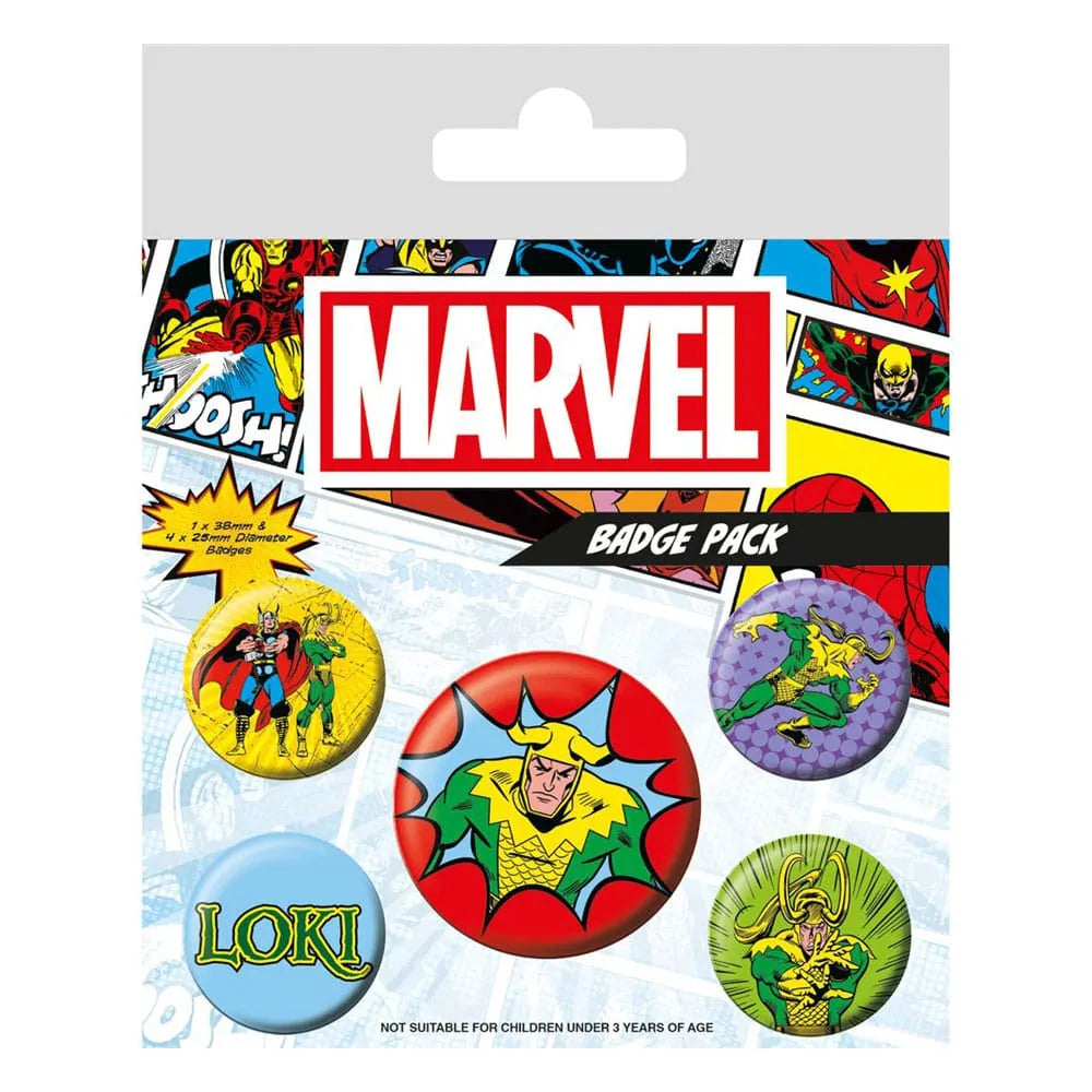Marvel Ansteck-Buttons 5er-Pack Loki Comic - Smalltinytoystore