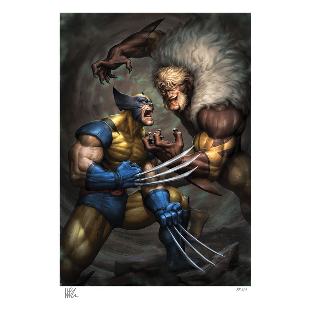 Marvel Kunstdruck Wolverine vs Sabretooth 41 x 61 cm - ungerahmt - Smalltinytoystore