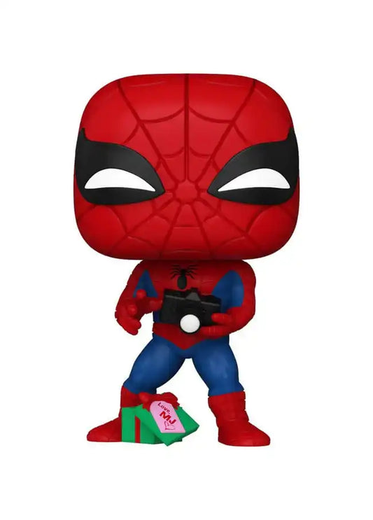 Marvel POP! Vinyl Figur Holiday Spiderman w/Open gift 9 cm - Smalltinytoystore